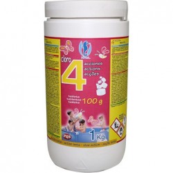 Chlore 4 Actions Comprimés à dissolution lente 86% 100 gr Flacon 1 Kg PQS 167322A